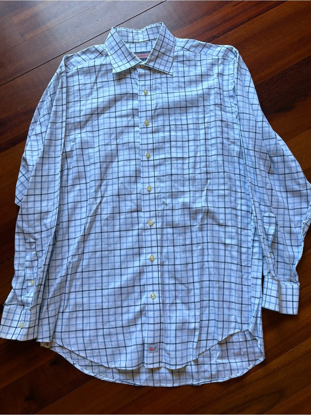 Vineyard Vines Murray Light Blue and White Windowpane Dress Shirt